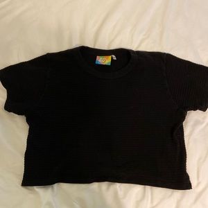 Big Bud Press XS Cropped Honeycomb Tee Basic Black